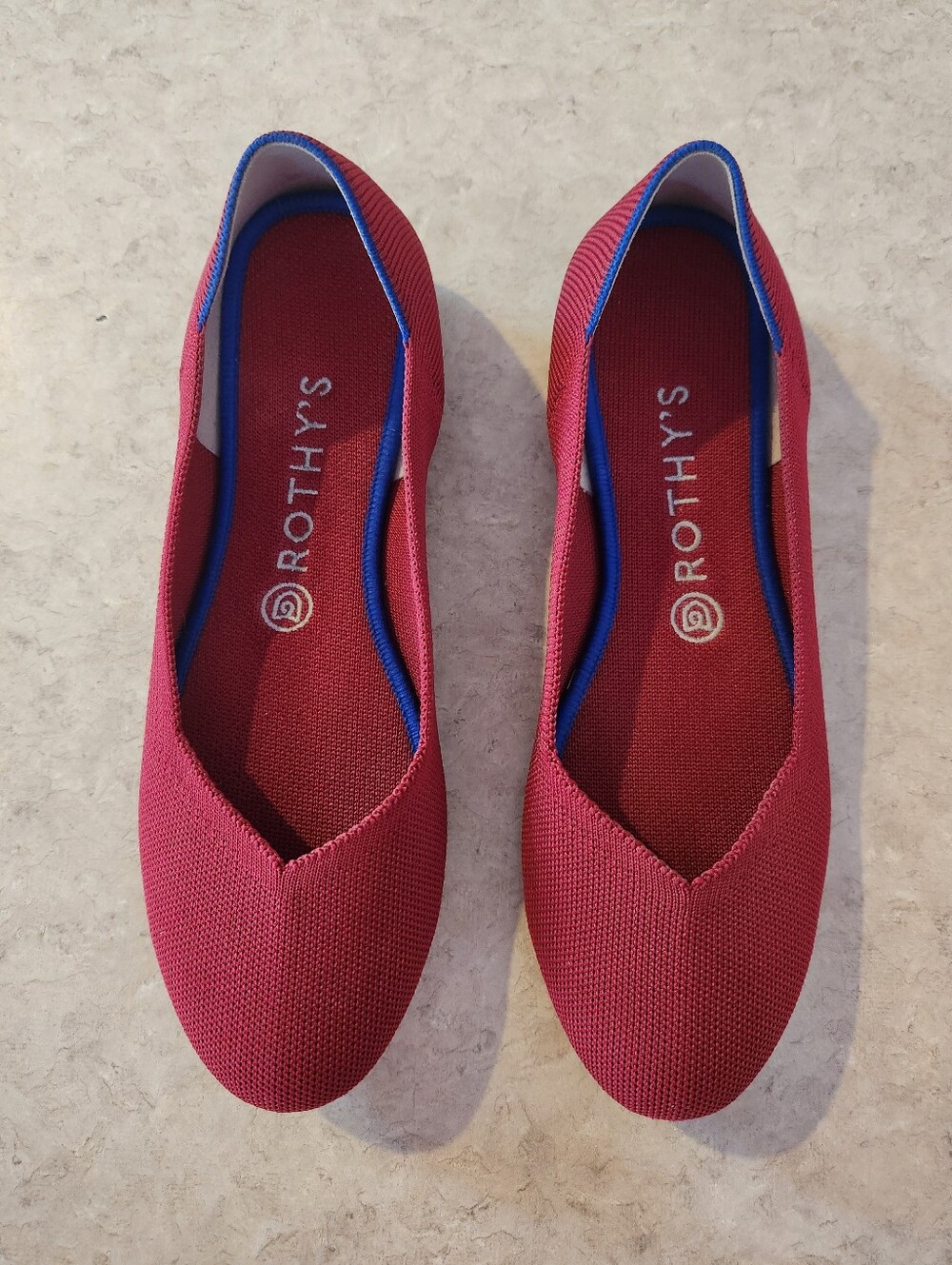 Rothy's Women's Red Knit V‑Cut Round Toe Flats